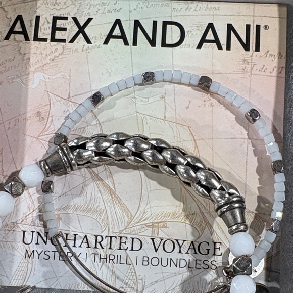 Alex and Ani Silver and White Beaded Bracelets - Picture 2 of 3